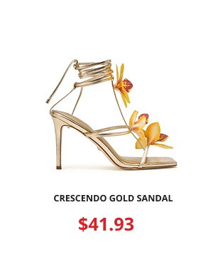 AZALEA WANG CRESCENDO GOLD STILETTO SANDAL WITH FLOWER DETAIL