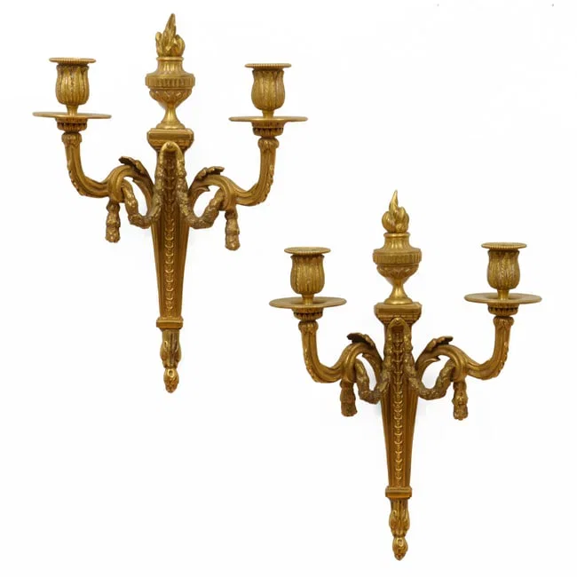 Pair of Louis XVI Style Brass Wall Lights