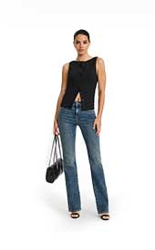 Mid Rise Bootcut Dark Wash Jeans in Hyper Stretch