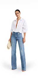High Waisted Relaxed Flare Medium Wash Jeans