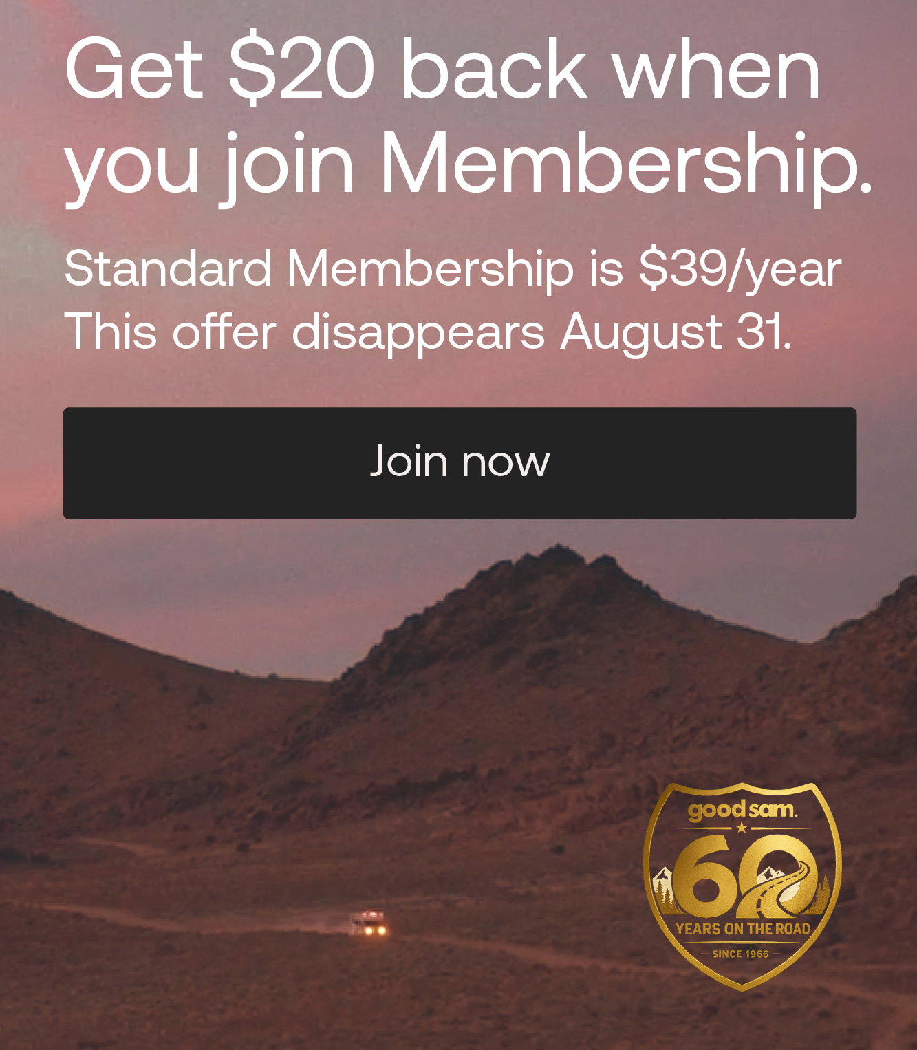 Get $20 back when you join Membership.