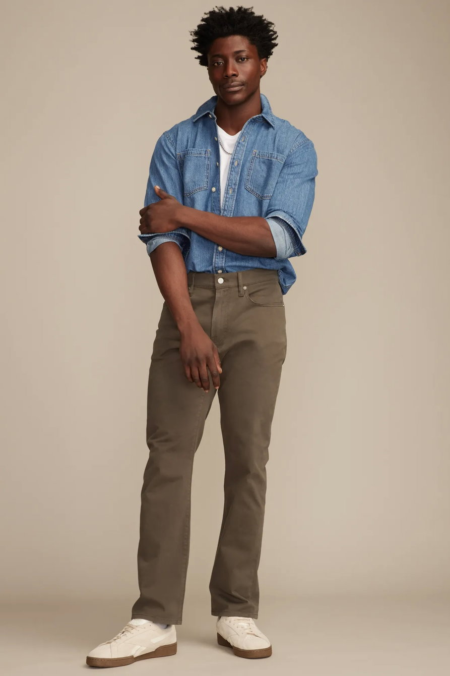 Image of Lucky Brand 223 Straight Sateen Stretch Jean - Men's Pants Denim Straight Leg Jeans in Uniform Navy Wash