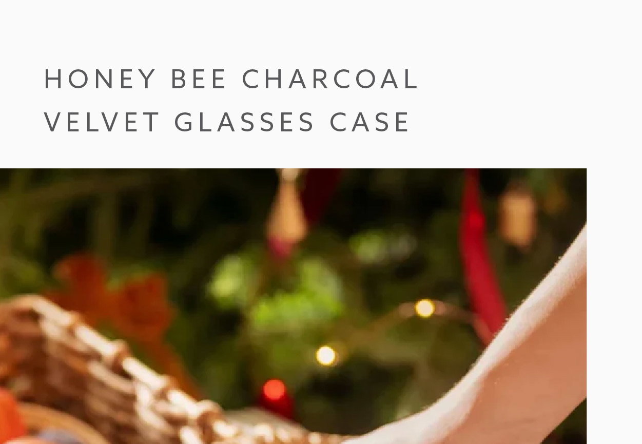 HONEY BEE CHARCOAL VELVET GLASSES CASE