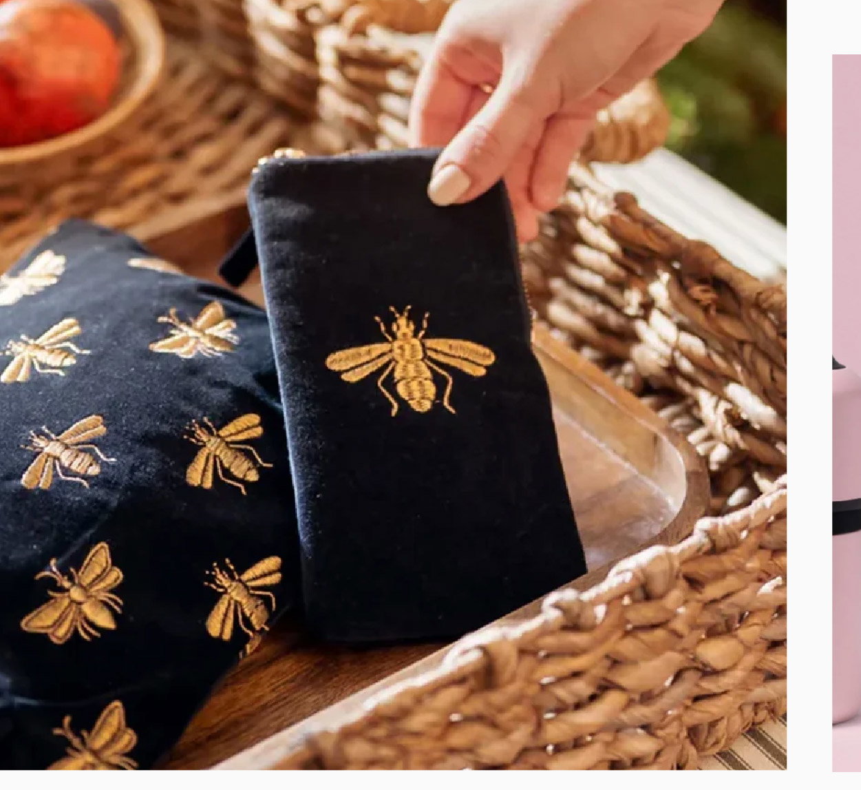 HONEY BEE CHARCOAL VELVET GLASSES CASE