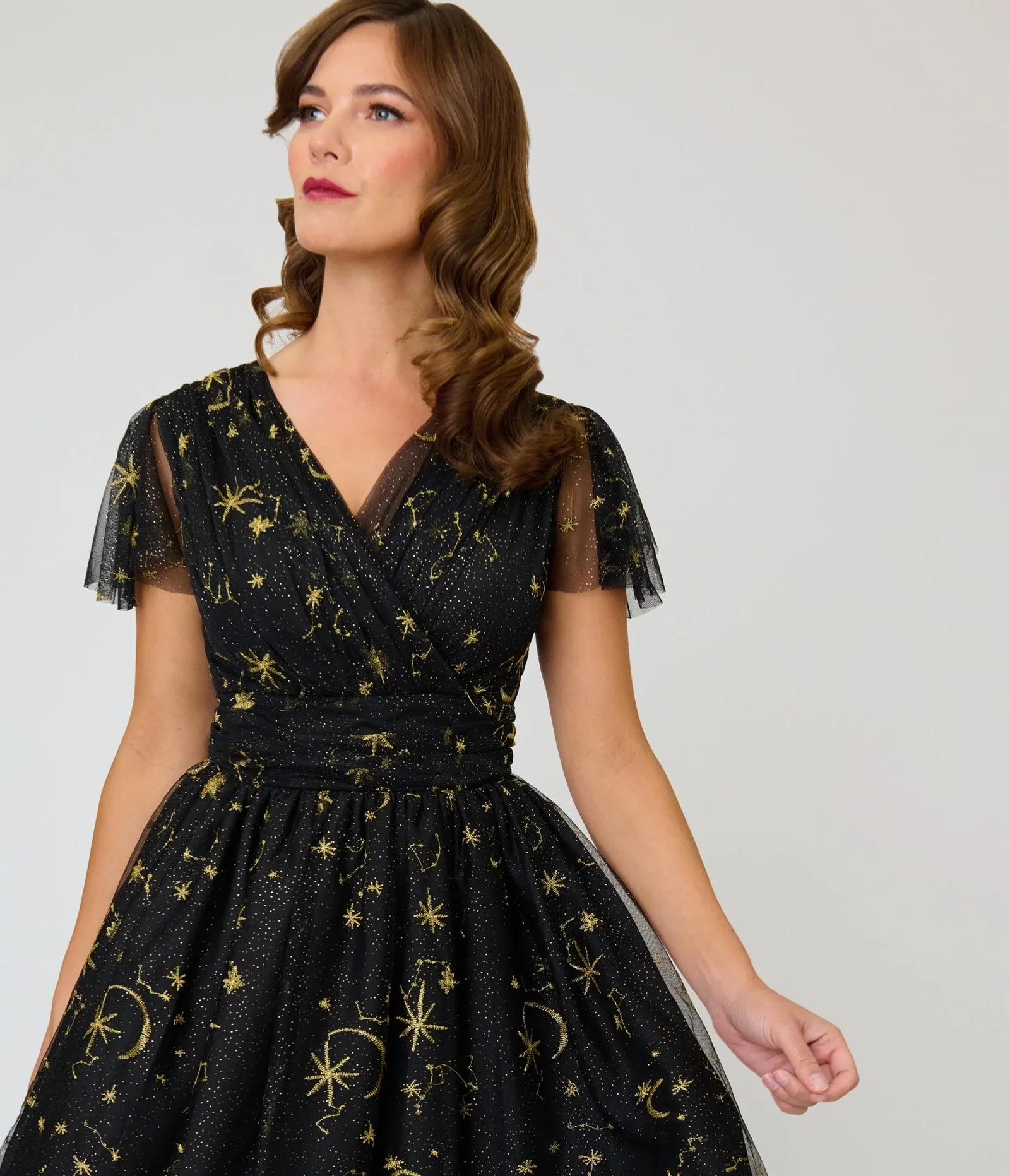 Image of Magnolia Place Black Celestial Midori Swing Dress