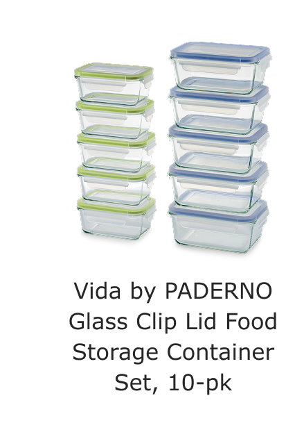 Vida by PADERNO Glass Clip Lid Food Storage Container Set, 10-pk.