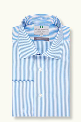 Blue Bengal Stripe Poplin Double Cuff Shirt