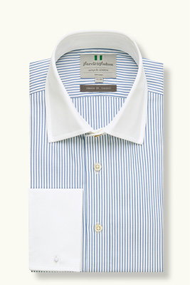 Blue Stripe with White Collar and Cuffs DC Classic Fit Shirt