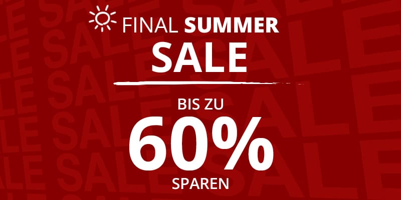 Werbebanner mit Text: Final Summer Sale, bis zu 60% sparen, nur solange der Vorrat reicht