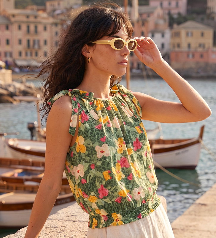 Floral Print Bow Detail Top