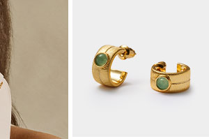  'August' Waterproof Gold Birthstone Hoop Earrings