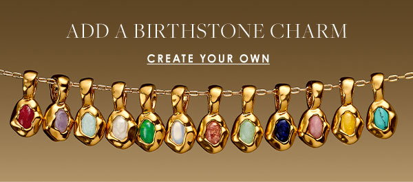 Add A Birthstone Charm - Create Your Own (image of all our NEW Birthstone charms hanging off a single chain)