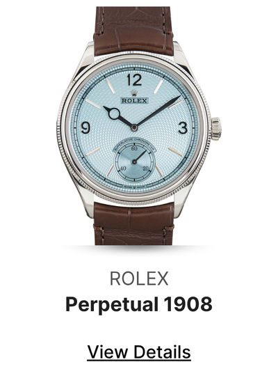 Used Rolex Platinum 1908 Ref 52506 Ice Blue Dial