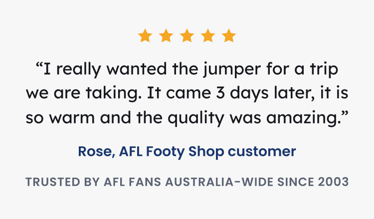 A sample of one of AFL Footy Shop's many 5 Star Reviews
