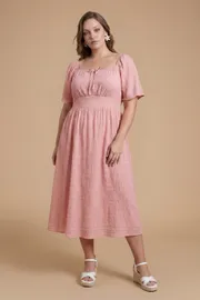 Plus Flutter Sleeve Ruched Bust Midi