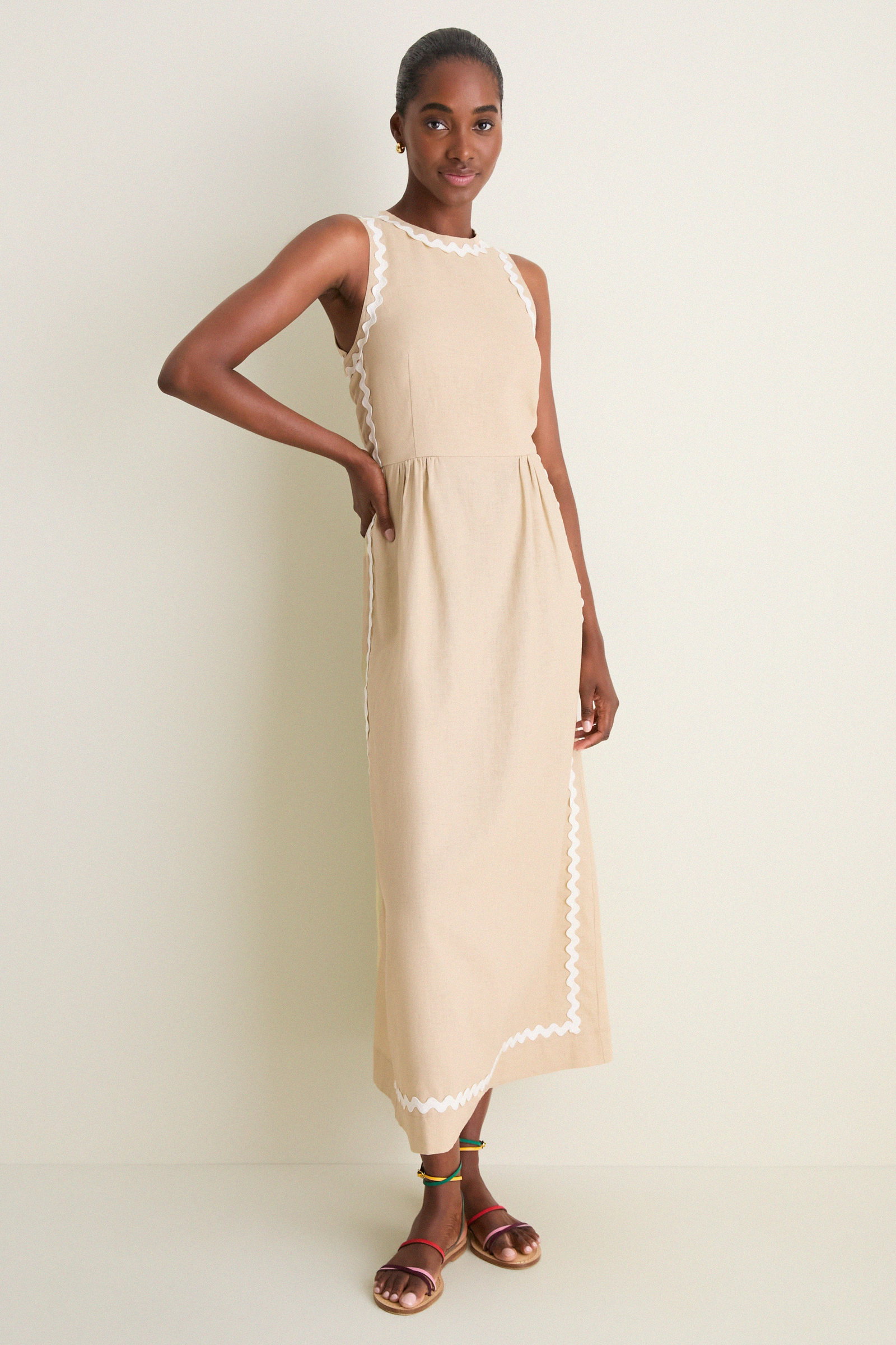 Image of Sand Ric Rac Tie Brocks Dress