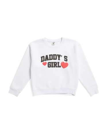 Girls Daddy's Girl Crew Neck Sweatshirt, Cotton/Polyester