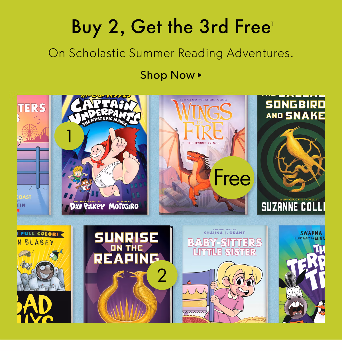 Buy 2, Get the 3rd Free | On Scholastic Summer Reading Adventures.