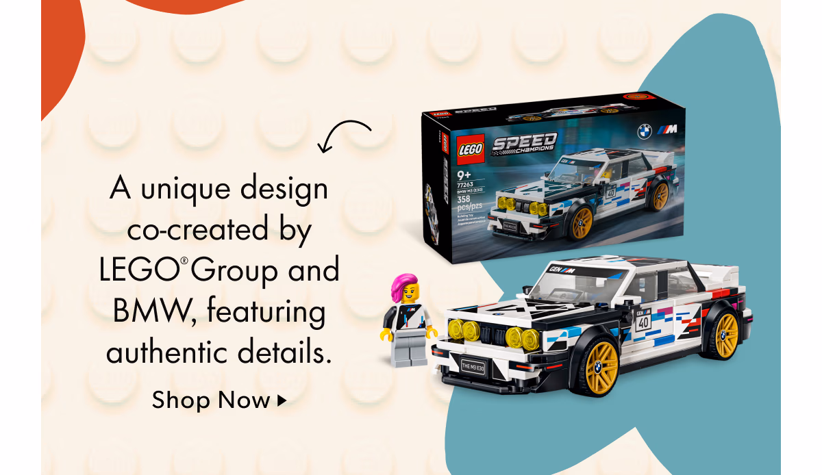 A unique design co-created by LEGO'Group and BMW, featuring authentic details.