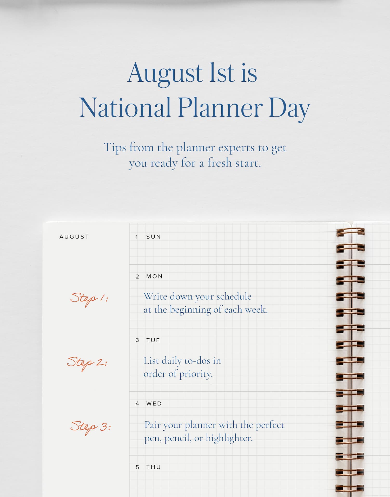 August 1st is national planner day - explore tips from the experts.