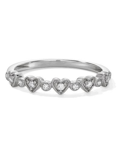 A diamond heart band with alternating heart and round diamond accents.