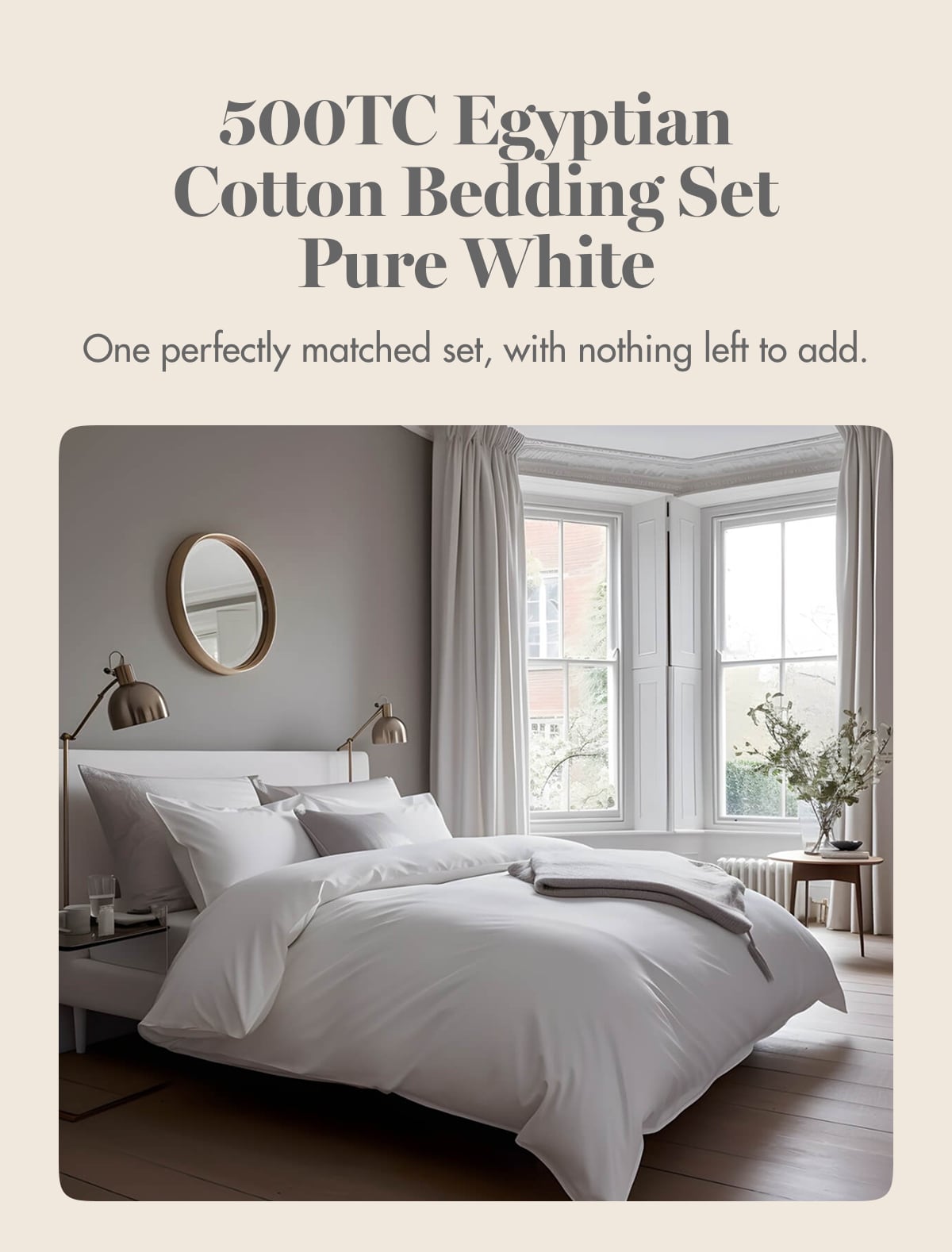 500TC Egyptian Cotton Bedding Set Pure White