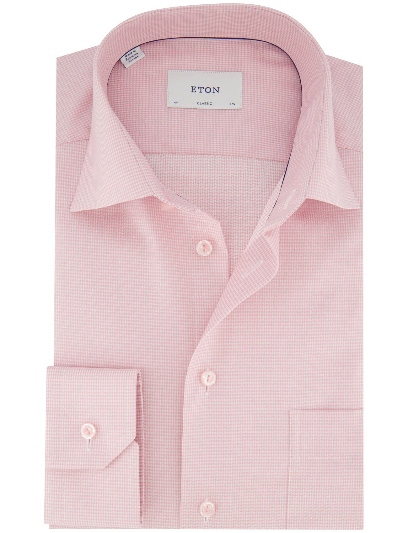 overhemd Eton roze Classic Fit borstzak semi-wide spread