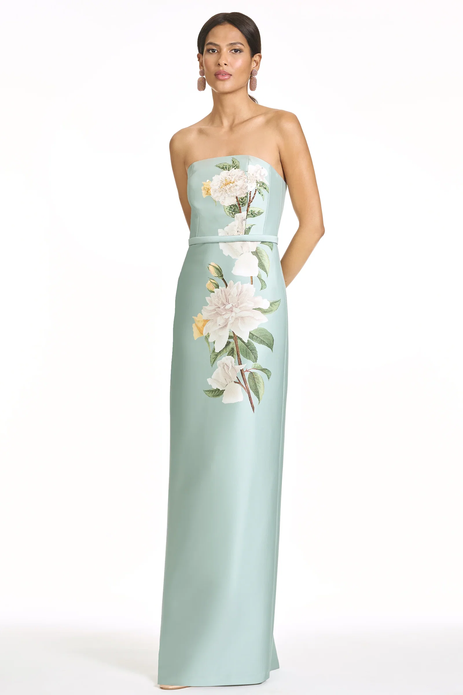Image of EMBELLISHED SOPHIA GOWN - CELADON FLORAL