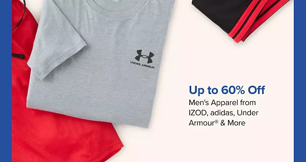 Up to 60% off mens apparel from IZOD, adidas, Under Armour and more. Shop now. A gray tee shirt and red sweatpants.