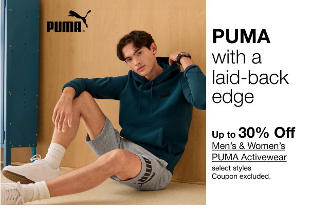 PUMA with a laid-back edge | Up to 30% Off Men's & Women's PUMA Activewear | Select styles | Coupon excluded.