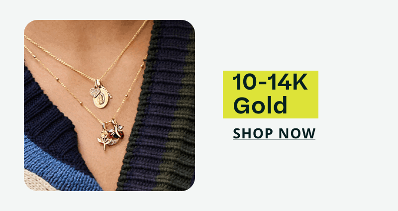 Gold layered link necklaces with variety of gold-set pendants. 10-14K gold. Click here to shop now