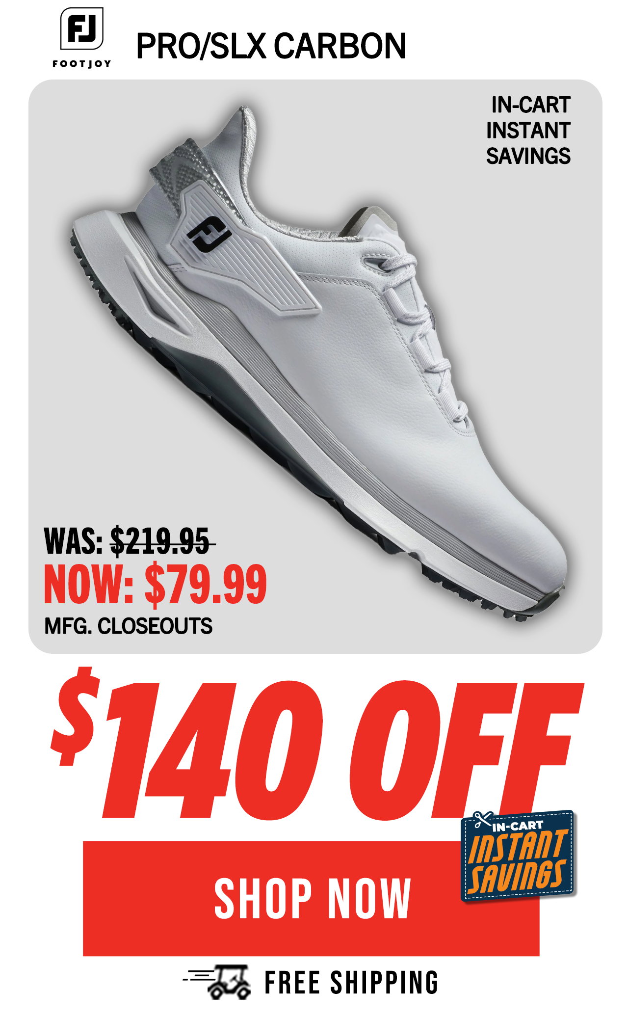 FootJoy Pro/SLX Carbon Golf Shoes - White 56916
