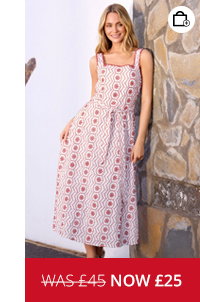 M&Co White & Red Embroidered Cotton Tie Waist Dress