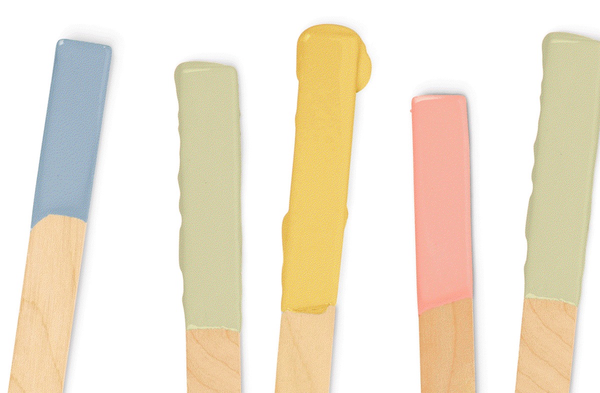 Paint dipped stir sticks featuring Cloud Watching, High Vibe, Golden Hour and Rosé Season