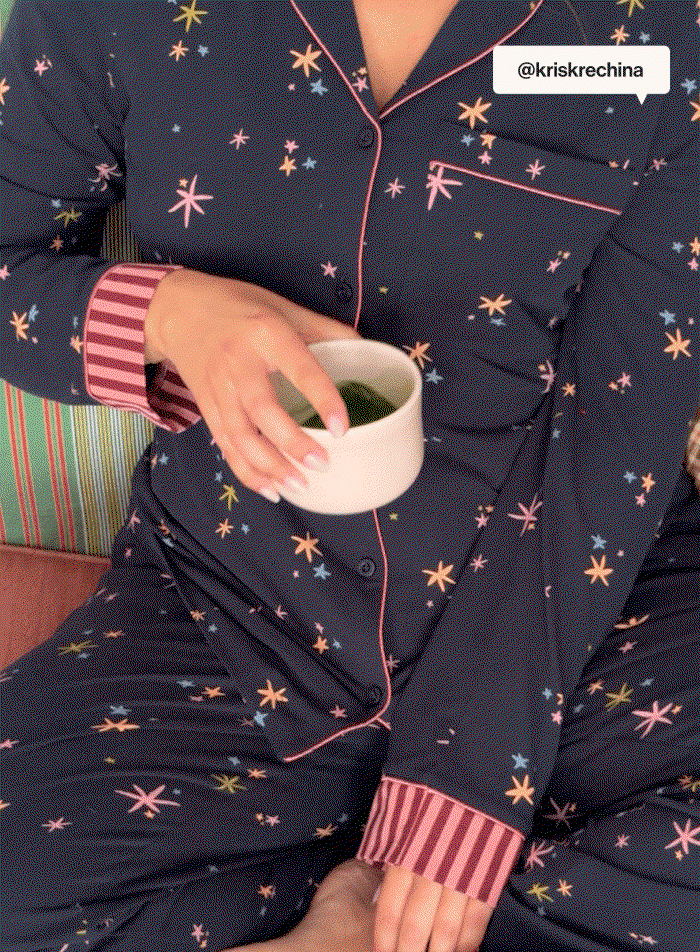Organic Cotton Starlight Print Long Pyjama Set / @kriskrechina