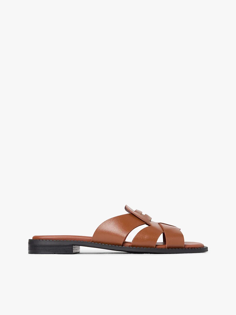 Leather Crest Square Toe Sandals