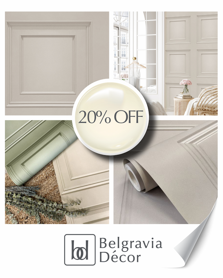 Oliana Panel Wallpaper Dark Cream Belgravia 8493