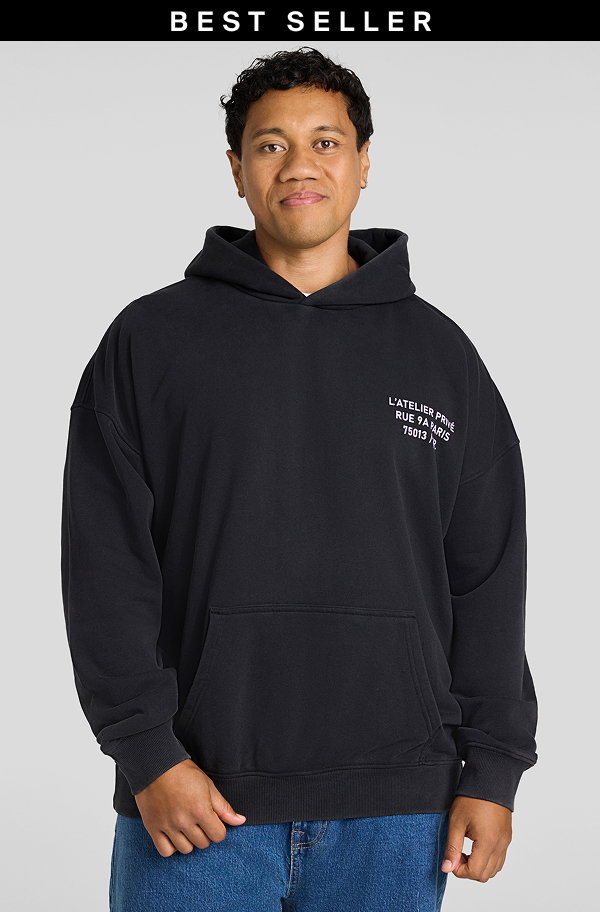 Washed Black Prestige Relaxed Fit Hoodie