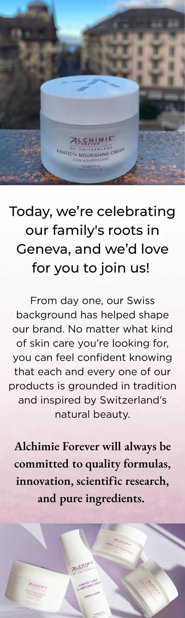 A graphic email explaining our Swiss roots. 