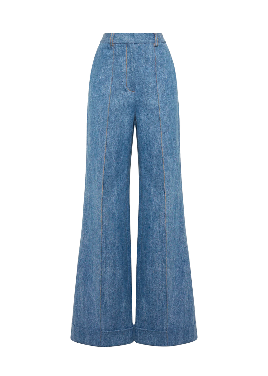 Ghost image of the deeda pant in stonewash denim
