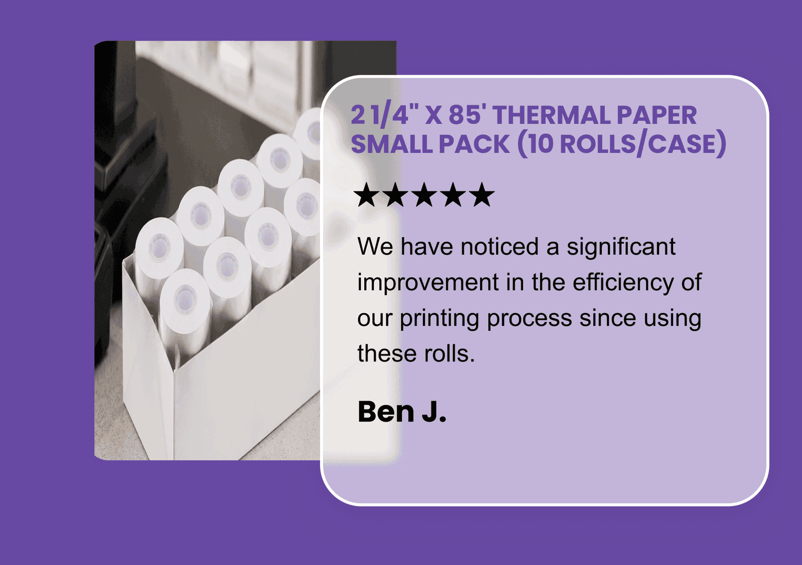 2 1/4" x 85' Thermal Paper Small Pack (10 rolls/case) - BPA Free