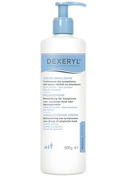 Dexeryl emollient cream 500g pump bottle for dry, sensitive or atopic-prone skin (moisturising skincare)