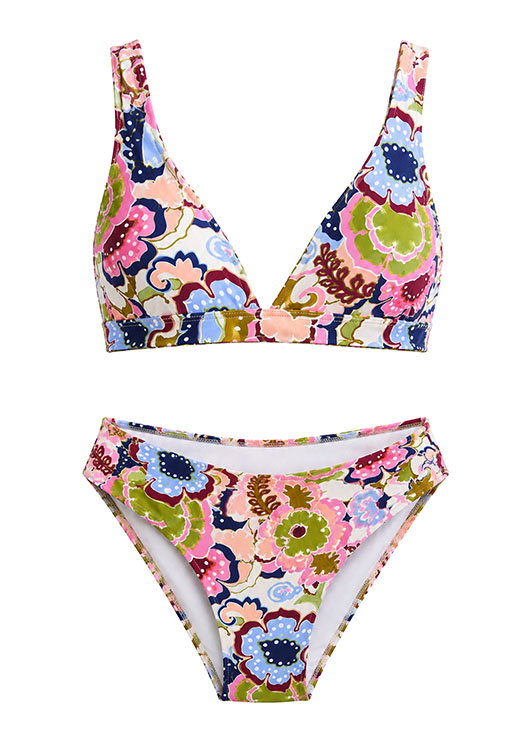 Sea Blossom Multi Fit Longline Triangle Bikini Top