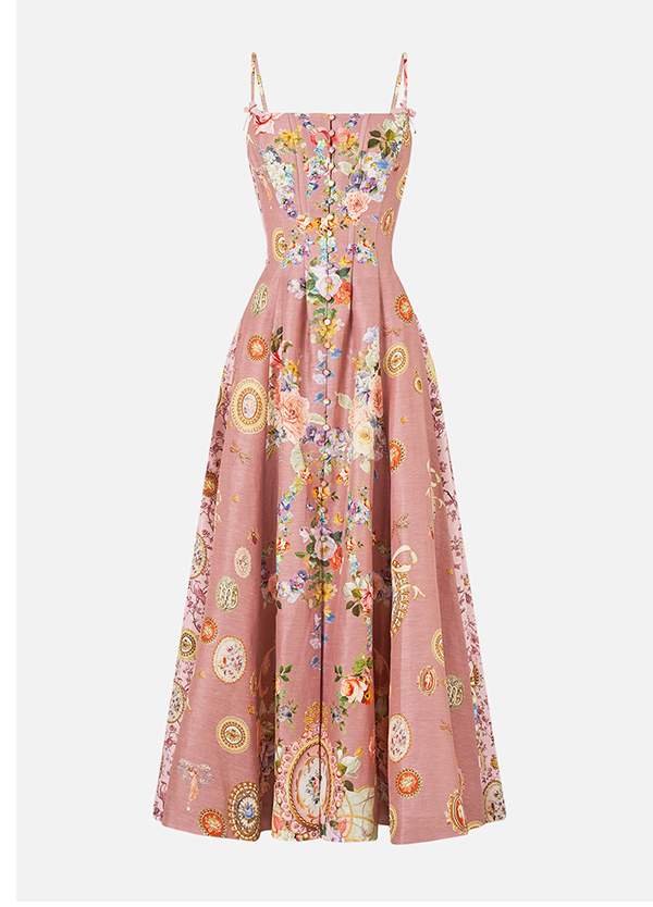 CORSET DRESS WITH LONG FLARED SKIRT | CHAMBER OF BLOOMS