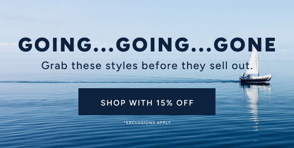 Low stock alert. Hurry! Save on great styles before they're gone. Shop with 15% off. *Exclusions Apply.