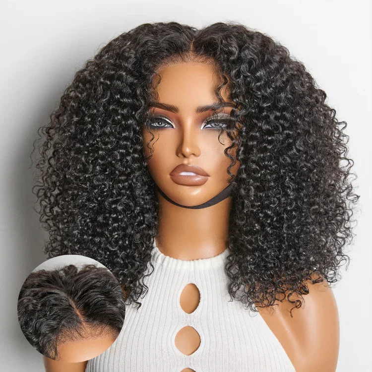 Image of Beginner Friendly 200% Density Glueless 5x5 Closure Pre-Cut Lace Afro Curly Wig One Size Fits All Cap