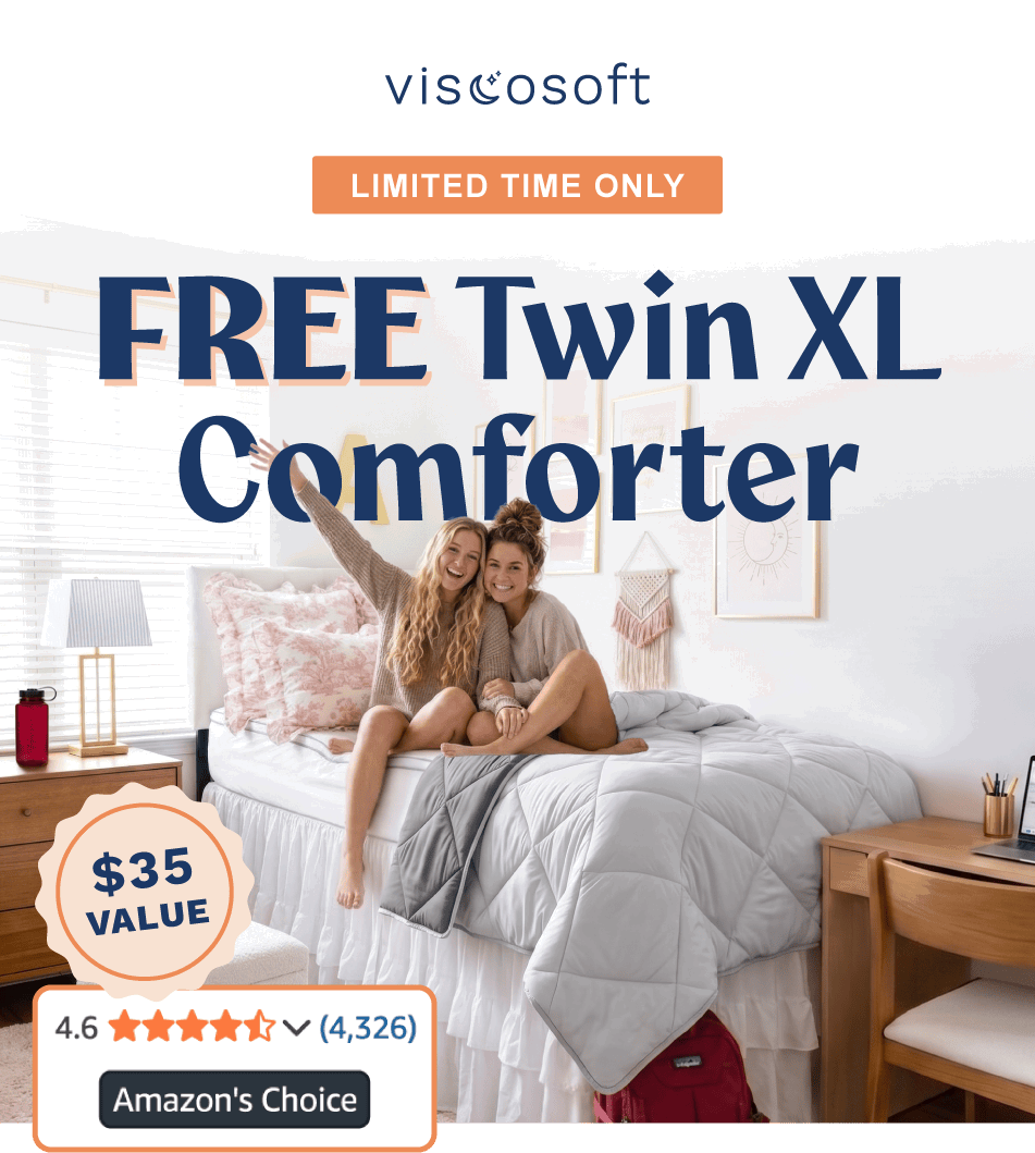 Limited time only. FREE Twin XL Comforter. $35 Value. Amazon's Choice with a 4.6 star rating and over 4,000 reviews.