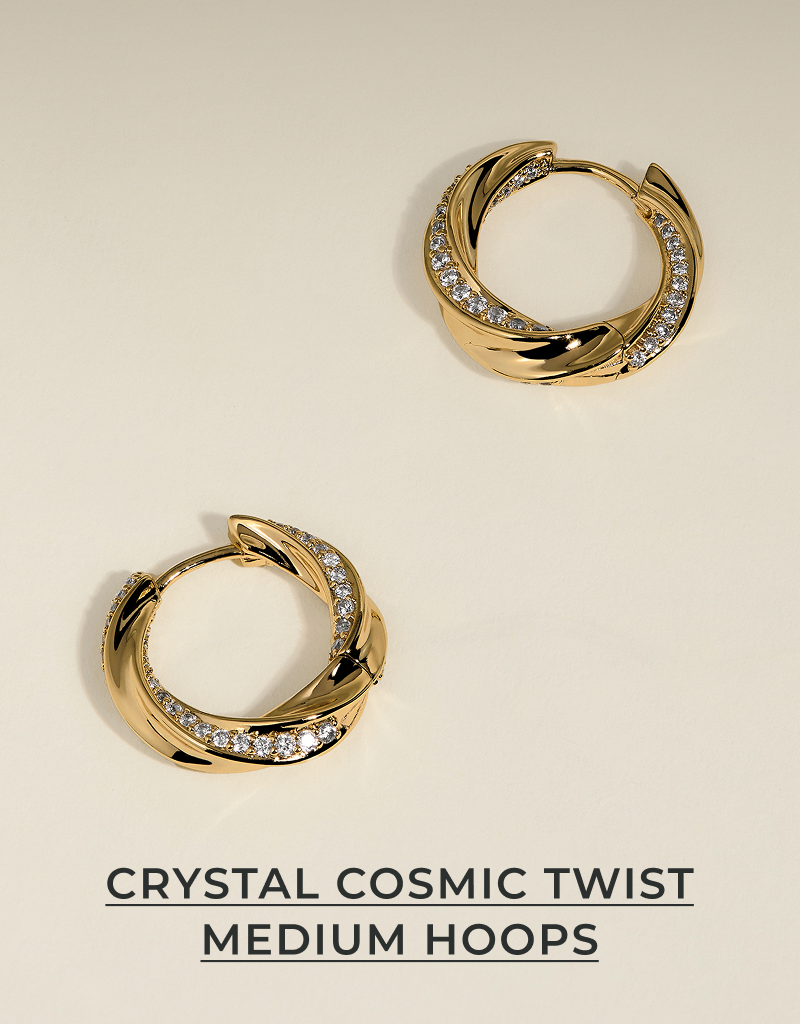 Medium crystal twist hoops