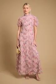 Printed Textured Maxi Dress
