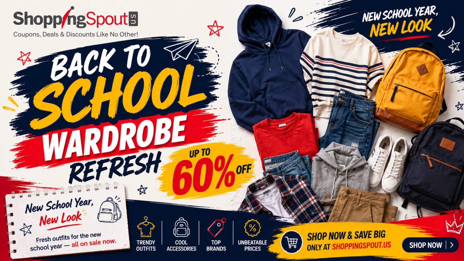 Back-to-School Wardrobe Refresh — Up to 60% Off Apparel 👕🎒